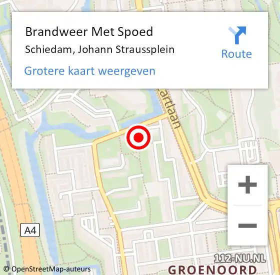 Locatie op kaart van de 112 melding: Brandweer Met Spoed Naar Schiedam, Johann Straussplein op 5 april 2024 21:45