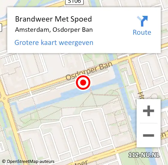 Locatie op kaart van de 112 melding: Brandweer Met Spoed Naar Amsterdam, Osdorper Ban op 5 april 2024 22:07