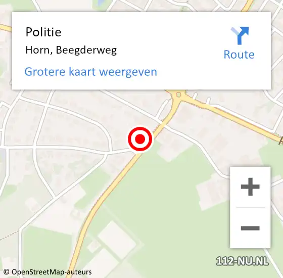 Locatie op kaart van de 112 melding: Politie Horn, Beegderweg op 5 april 2024 22:24