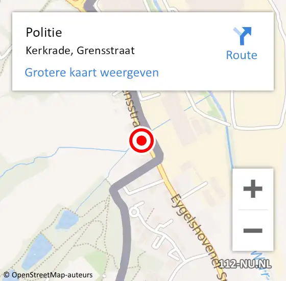 Locatie op kaart van de 112 melding: Politie Kerkrade, Grensstraat op 5 april 2024 22:42