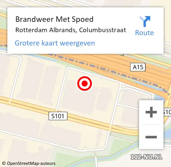 Locatie op kaart van de 112 melding: Brandweer Met Spoed Naar Rotterdam Albrands, Columbusstraat op 5 april 2024 23:23