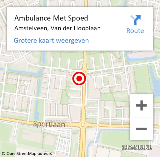 Locatie op kaart van de 112 melding: Ambulance Met Spoed Naar Amstelveen, Van der Hooplaan op 5 april 2024 23:37
