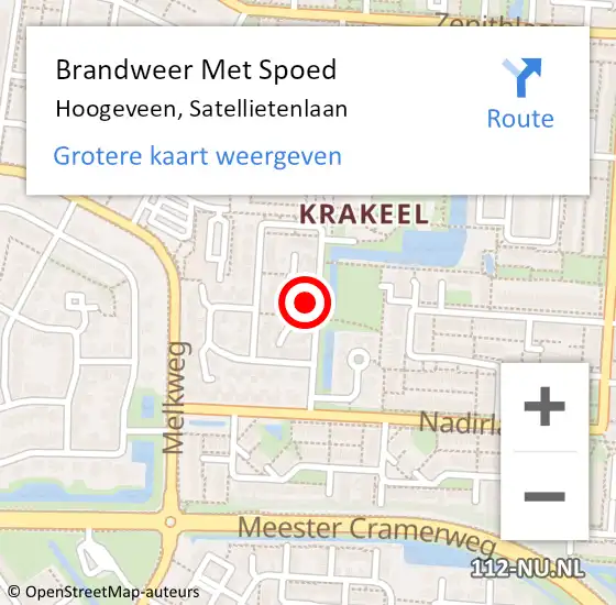 Locatie op kaart van de 112 melding: Brandweer Met Spoed Naar Hoogeveen, Satellietenlaan op 6 april 2024 00:04