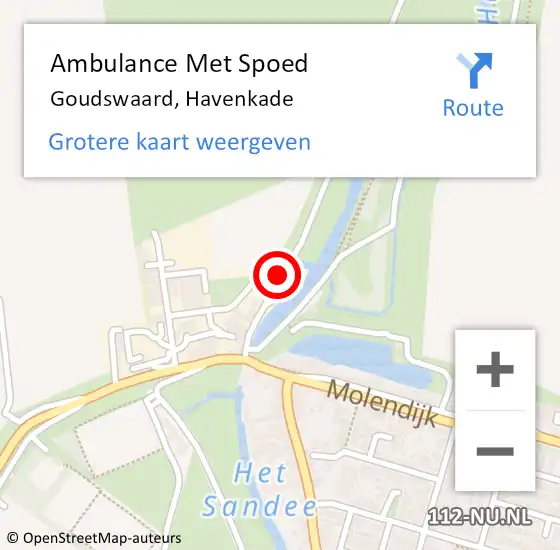 Locatie op kaart van de 112 melding: Ambulance Met Spoed Naar Goudswaard, Havenkade op 6 april 2024 01:01