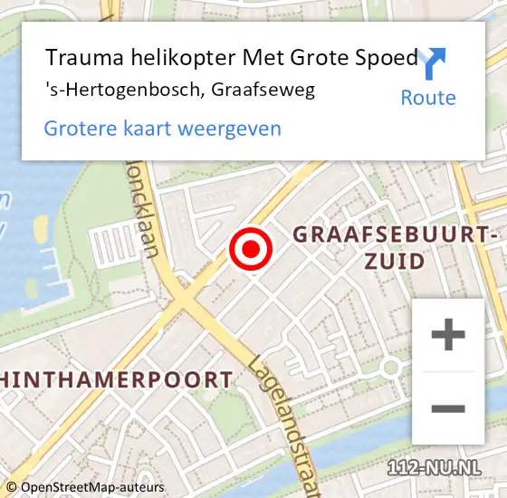 Locatie op kaart van de 112 melding: Trauma helikopter Met Grote Spoed Naar 's-Hertogenbosch, Graafseweg op 6 april 2024 01:20