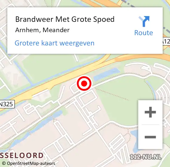 Locatie op kaart van de 112 melding: Brandweer Met Grote Spoed Naar Arnhem, Meander op 6 april 2024 01:22