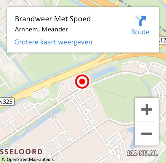 Locatie op kaart van de 112 melding: Brandweer Met Spoed Naar Arnhem, Meander op 6 april 2024 01:50