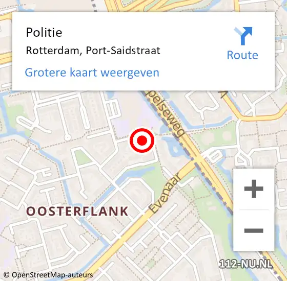 Locatie op kaart van de 112 melding: Politie Rotterdam, Port-Saidstraat op 6 april 2024 02:00