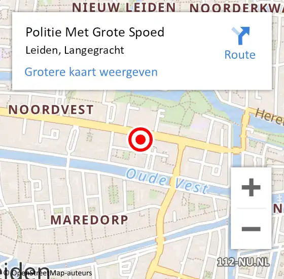 Locatie op kaart van de 112 melding: Politie Met Grote Spoed Naar Leiden, Langegracht op 6 april 2024 03:22