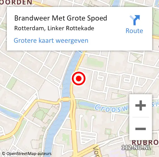 Locatie op kaart van de 112 melding: Brandweer Met Grote Spoed Naar Rotterdam, Linker Rottekade op 6 april 2024 04:20