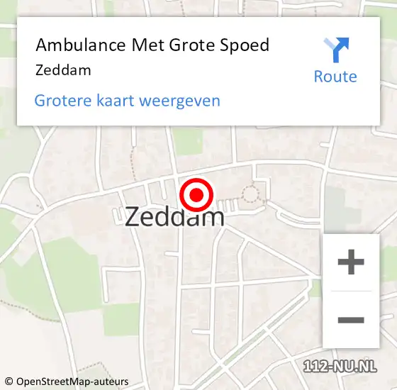Locatie op kaart van de 112 melding: Ambulance Met Grote Spoed Naar Zeddam op 6 april 2024 05:45