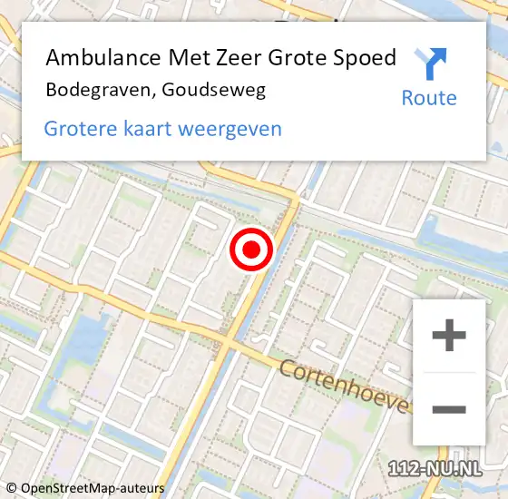 Locatie op kaart van de 112 melding: Ambulance Met Zeer Grote Spoed Naar Bodegraven, Goudseweg op 6 april 2024 05:55