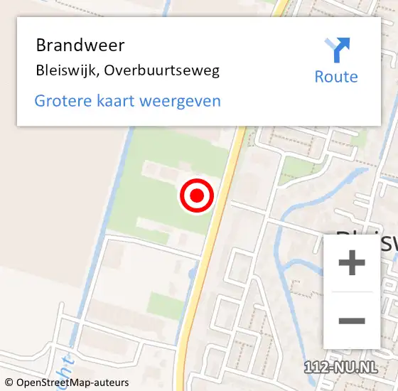 Locatie op kaart van de 112 melding: Brandweer Bleiswijk, Overbuurtseweg op 6 april 2024 07:06