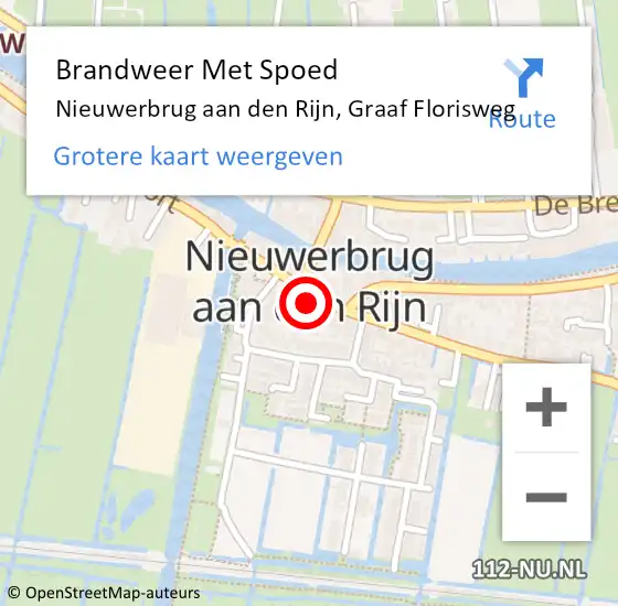 Locatie op kaart van de 112 melding: Brandweer Met Spoed Naar Nieuwerbrug aan den Rijn, Graaf Florisweg op 6 april 2024 07:42