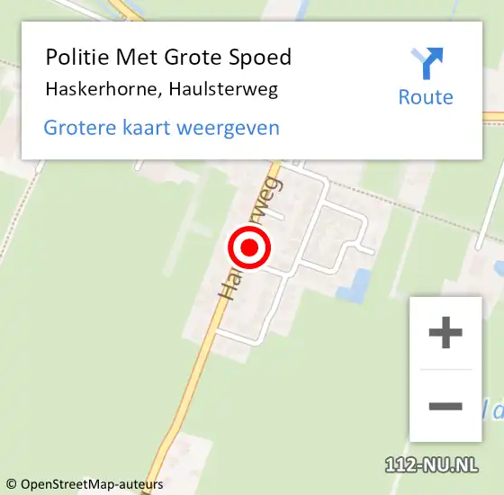 Locatie op kaart van de 112 melding: Politie Met Grote Spoed Naar Haskerhorne, Haulsterweg op 6 april 2024 08:47