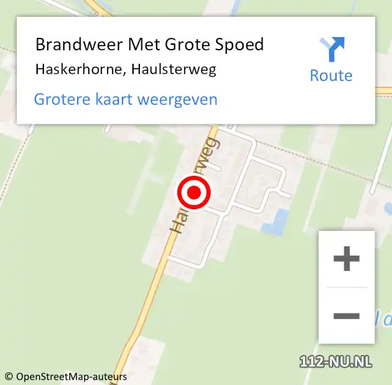 Locatie op kaart van de 112 melding: Brandweer Met Grote Spoed Naar Haskerhorne, Haulsterweg op 6 april 2024 08:49