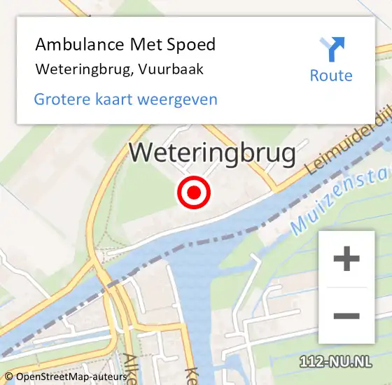 Locatie op kaart van de 112 melding: Ambulance Met Spoed Naar Weteringbrug, Vuurbaak op 6 april 2024 08:52