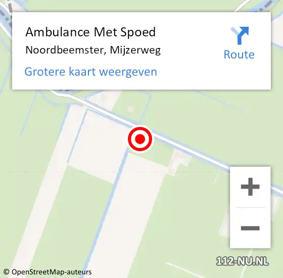 Locatie op kaart van de 112 melding: Ambulance Met Spoed Naar Noordbeemster, Mijzerweg op 6 april 2024 09:02