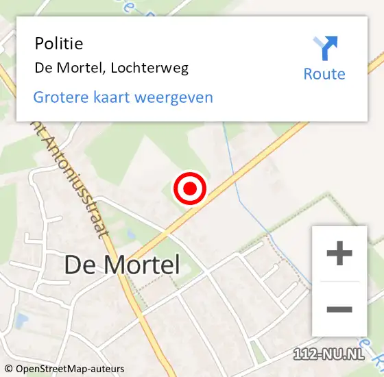 Locatie op kaart van de 112 melding: Politie De Mortel, Lochterweg op 6 april 2024 09:22