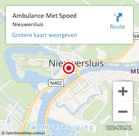 Locatie op kaart van de 112 melding: Ambulance Met Spoed Naar Nieuwersluis op 6 april 2024 09:35