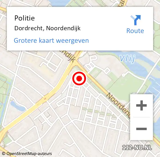 Locatie op kaart van de 112 melding: Politie Dordrecht, Noordendijk op 6 april 2024 10:02