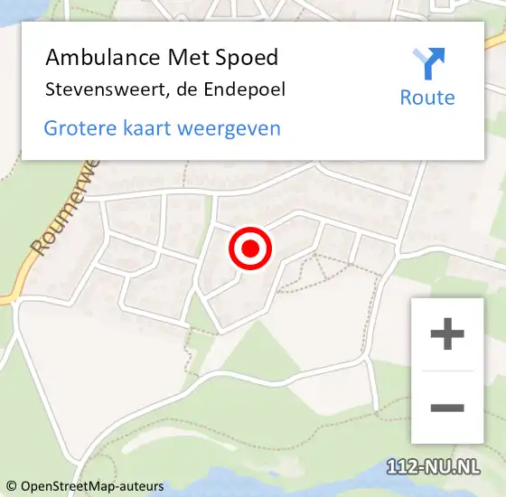 Locatie op kaart van de 112 melding: Ambulance Met Spoed Naar Stevensweert, de Endepoel op 6 april 2024 10:58