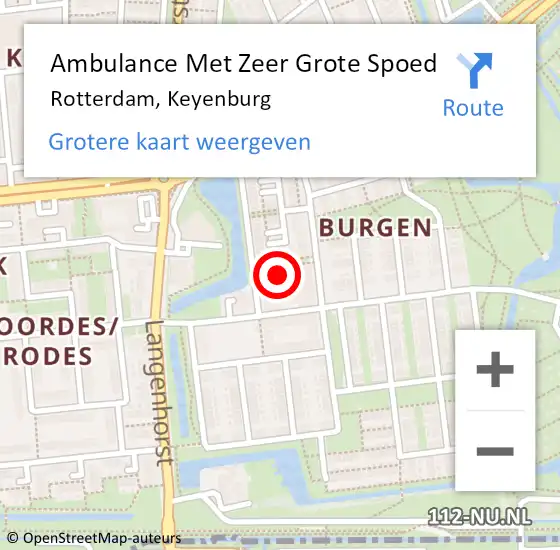 Locatie op kaart van de 112 melding: Ambulance Met Zeer Grote Spoed Naar Rotterdam, Keyenburg op 6 april 2024 11:12