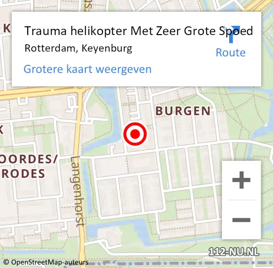 Locatie op kaart van de 112 melding: Trauma helikopter Met Zeer Grote Spoed Naar Rotterdam, Keyenburg op 6 april 2024 11:13
