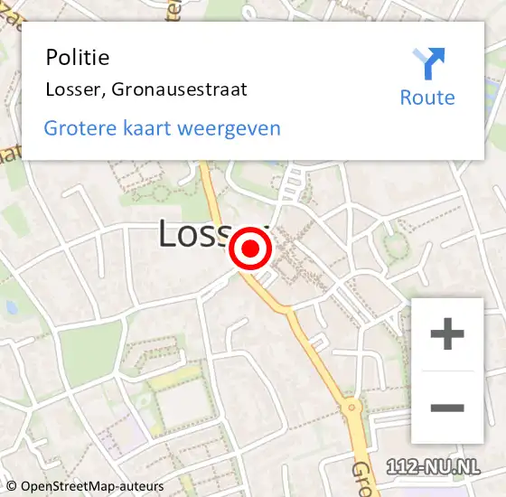 Locatie op kaart van de 112 melding: Politie Losser, Gronausestraat op 6 april 2024 11:31