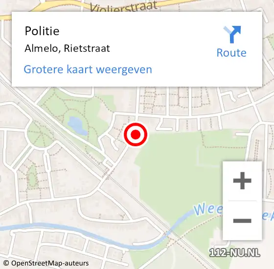 Locatie op kaart van de 112 melding: Politie Almelo, Rietstraat op 6 april 2024 11:43