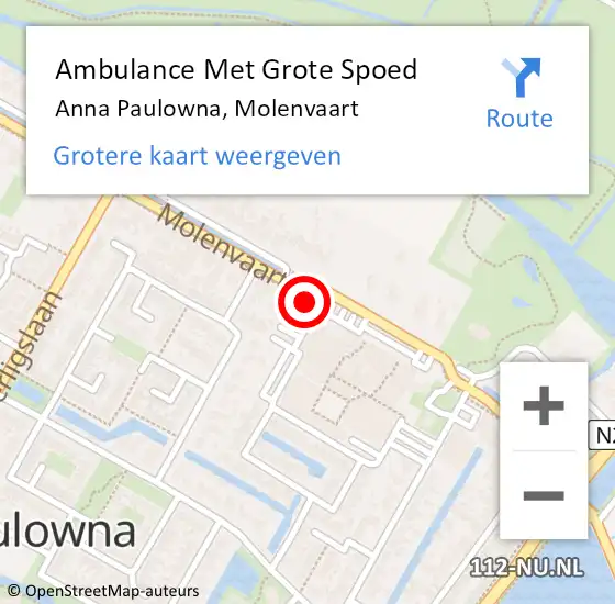 Locatie op kaart van de 112 melding: Ambulance Met Grote Spoed Naar Anna Paulowna, Molenvaart op 6 april 2024 11:55