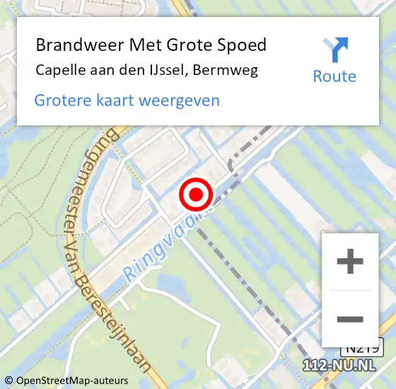 Locatie op kaart van de 112 melding: Brandweer Met Grote Spoed Naar Capelle aan den IJssel, Bermweg op 6 april 2024 12:00