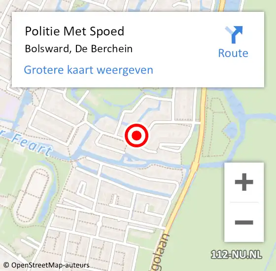 Locatie op kaart van de 112 melding: Politie Met Spoed Naar Bolsward, De Berchein op 6 april 2024 12:17