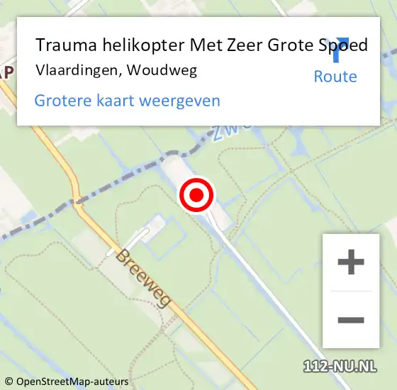 Locatie op kaart van de 112 melding: Trauma helikopter Met Zeer Grote Spoed Naar Vlaardingen, Woudweg op 6 april 2024 12:22