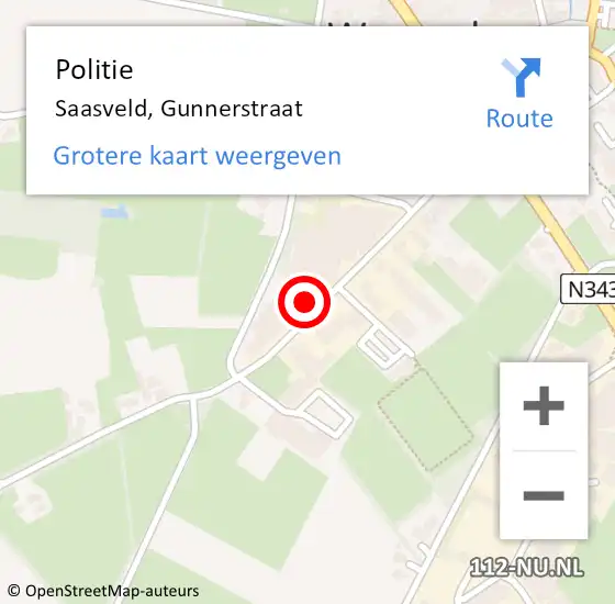 Locatie op kaart van de 112 melding: Politie Saasveld, Gunnerstraat op 6 april 2024 12:32