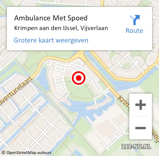 Locatie op kaart van de 112 melding: Ambulance Met Spoed Naar Krimpen aan den IJssel, Vijverlaan op 6 april 2024 12:33