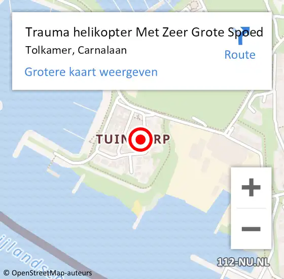 Locatie op kaart van de 112 melding: Trauma helikopter Met Zeer Grote Spoed Naar Tolkamer, Carnalaan op 6 april 2024 12:46