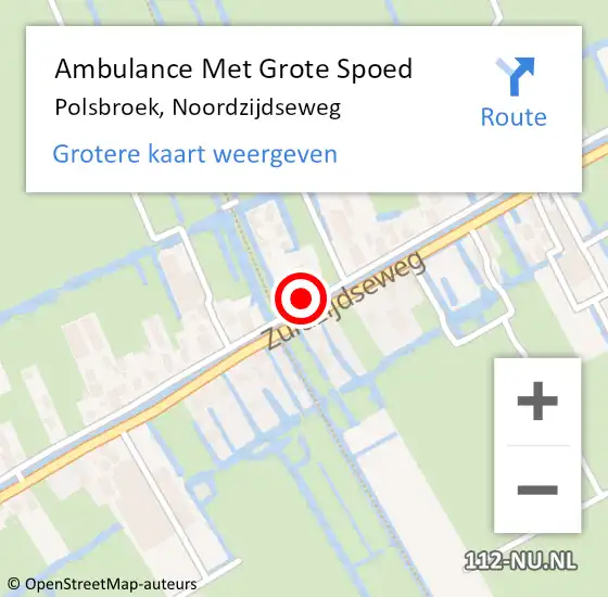 Locatie op kaart van de 112 melding: Ambulance Met Grote Spoed Naar Polsbroek, Noordzijdseweg op 6 april 2024 12:49