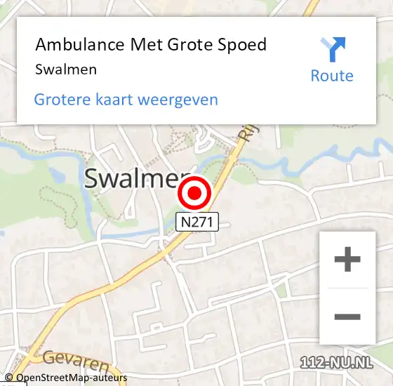 Locatie op kaart van de 112 melding: Ambulance Met Grote Spoed Naar Swalmen op 6 april 2024 12:54
