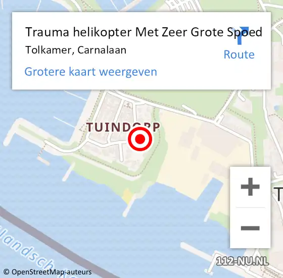 Locatie op kaart van de 112 melding: Trauma helikopter Met Zeer Grote Spoed Naar Tolkamer, Carnalaan op 6 april 2024 13:08