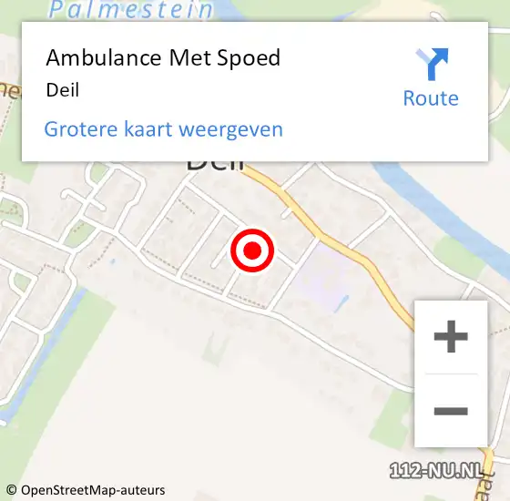 Locatie op kaart van de 112 melding: Ambulance Met Spoed Naar Deil op 6 april 2024 13:20