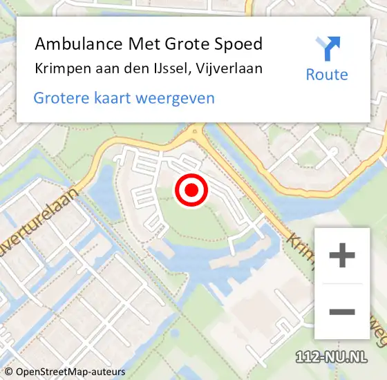 Locatie op kaart van de 112 melding: Ambulance Met Grote Spoed Naar Krimpen aan den IJssel, Vijverlaan op 6 april 2024 13:26