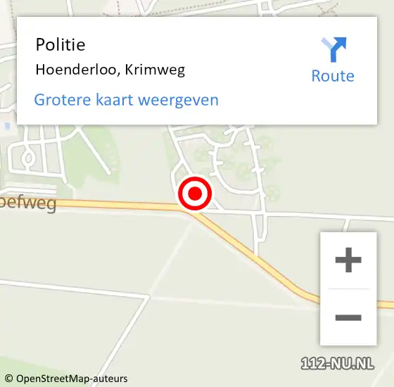 Locatie op kaart van de 112 melding: Politie Hoenderloo, Krimweg op 6 april 2024 13:28