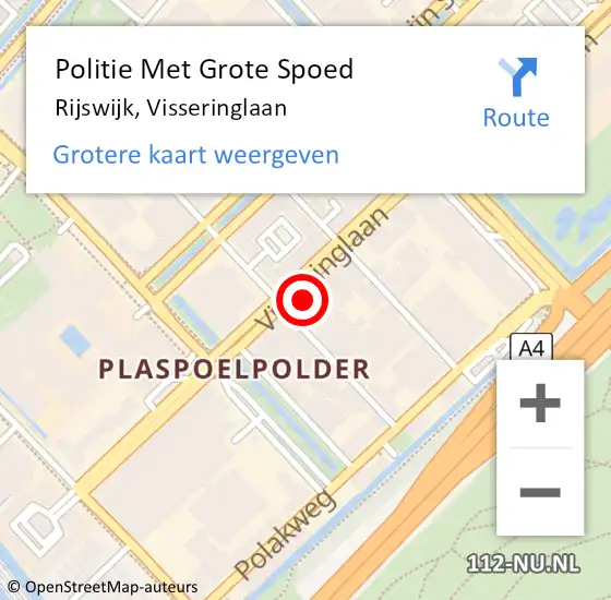 Locatie op kaart van de 112 melding: Politie Met Grote Spoed Naar Rijswijk, Visseringlaan op 6 april 2024 13:45