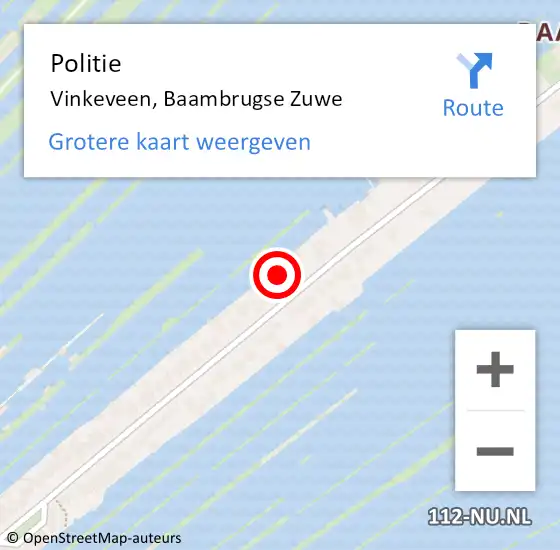 Locatie op kaart van de 112 melding: Politie Vinkeveen, Baambrugse Zuwe op 6 april 2024 13:58