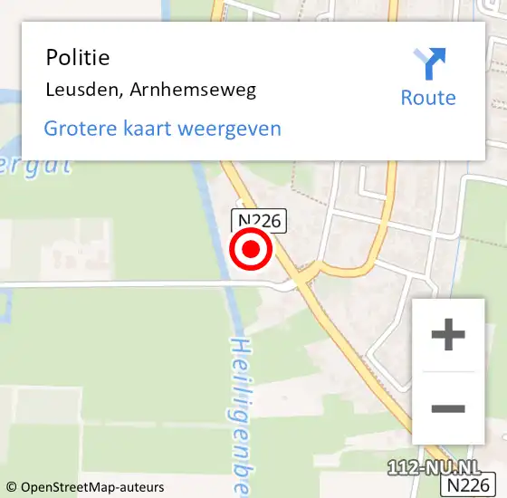 Locatie op kaart van de 112 melding: Politie Leusden, Arnhemseweg op 6 april 2024 14:35