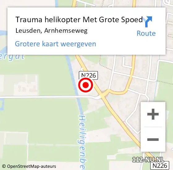 Locatie op kaart van de 112 melding: Trauma helikopter Met Grote Spoed Naar Leusden, Arnhemseweg op 6 april 2024 14:36
