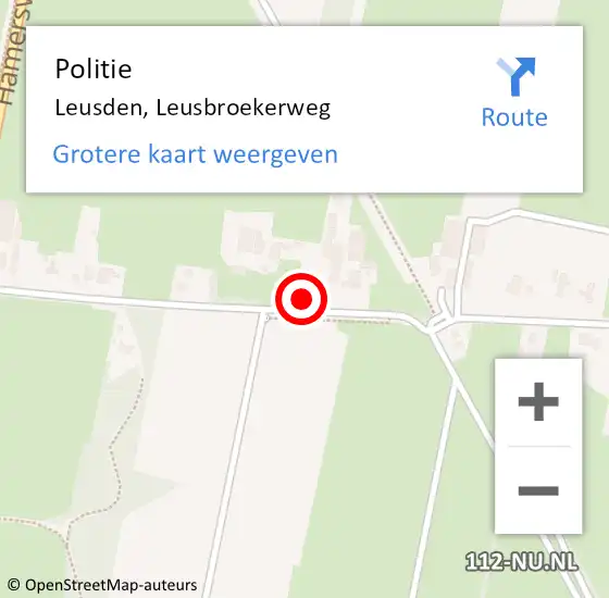 Locatie op kaart van de 112 melding: Politie Leusden, Leusbroekerweg op 6 april 2024 14:37