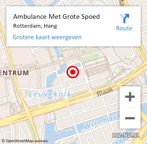 Locatie op kaart van de 112 melding: Ambulance Met Grote Spoed Naar Rotterdam, Hang op 6 april 2024 14:50