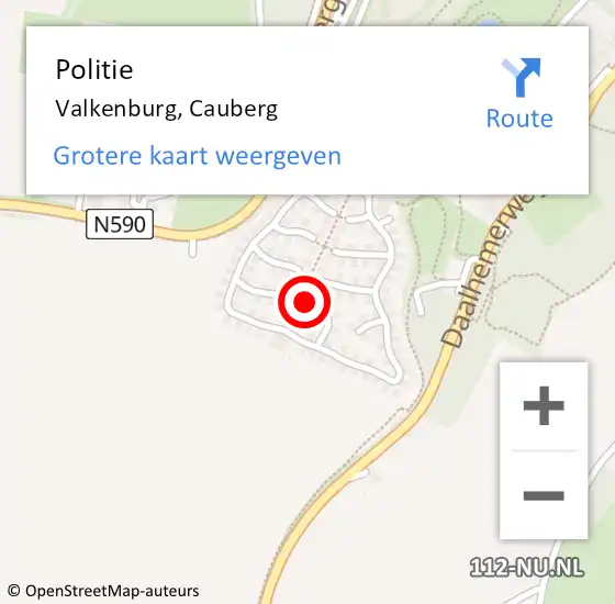 Locatie op kaart van de 112 melding: Politie Valkenburg, Cauberg op 6 april 2024 14:58